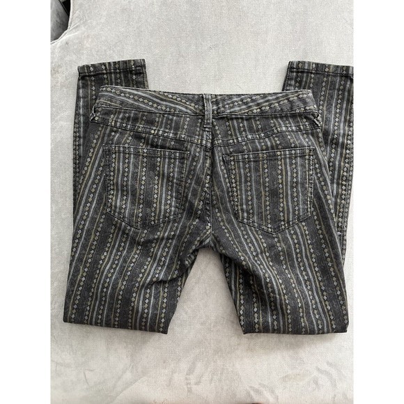 Free People Rotary Geo Stripe Ankle Crop Skinny Jean Black Combo Size 25 - Picture 3 of 4
